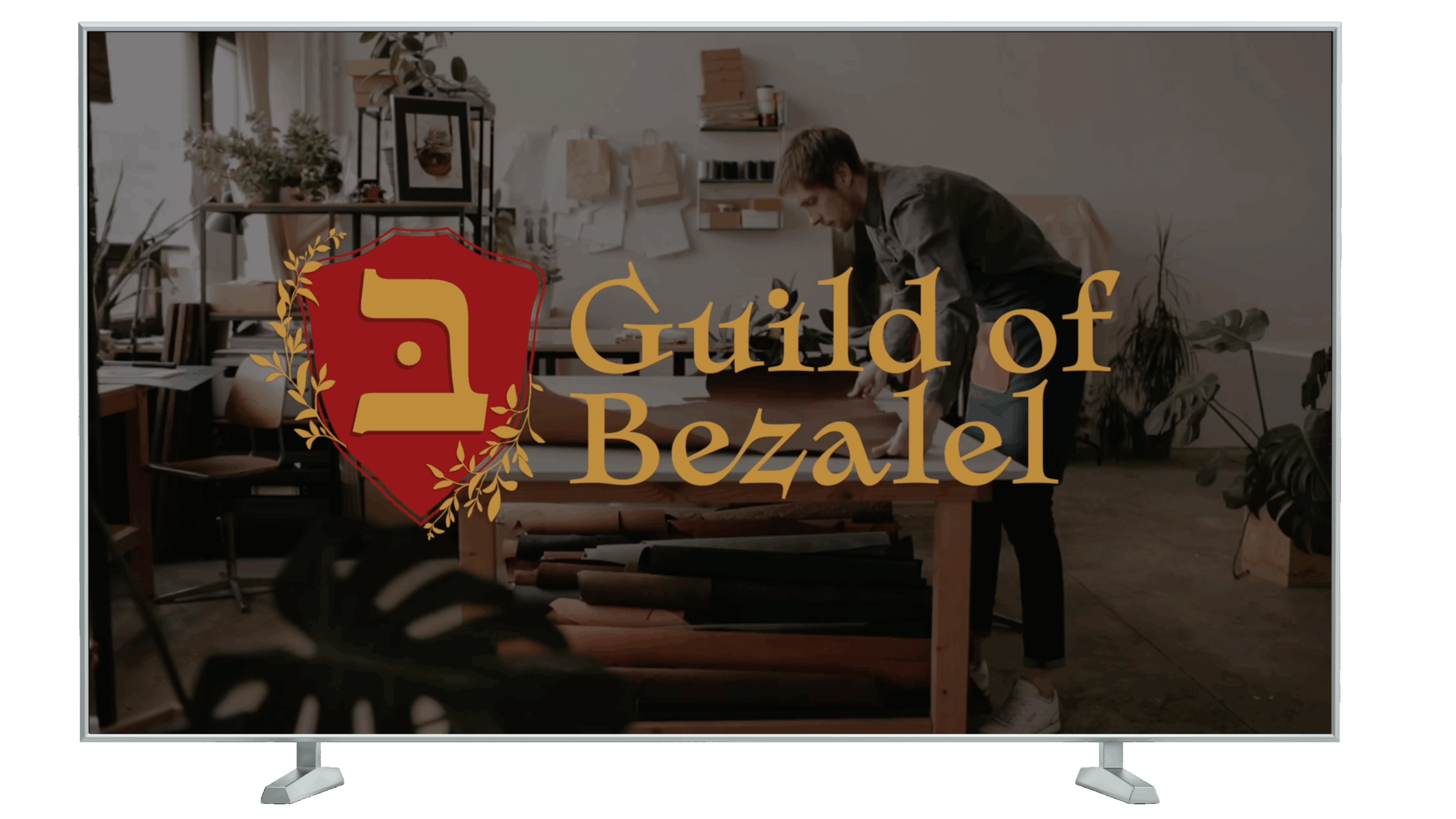 an image of a TV with a short film called "Guild of Bezalel" beginning to play
